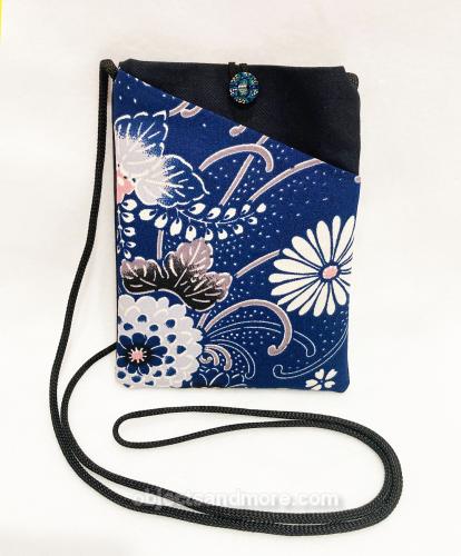 Kimono Phone Bag Blue Mums by THERESA GALLUP